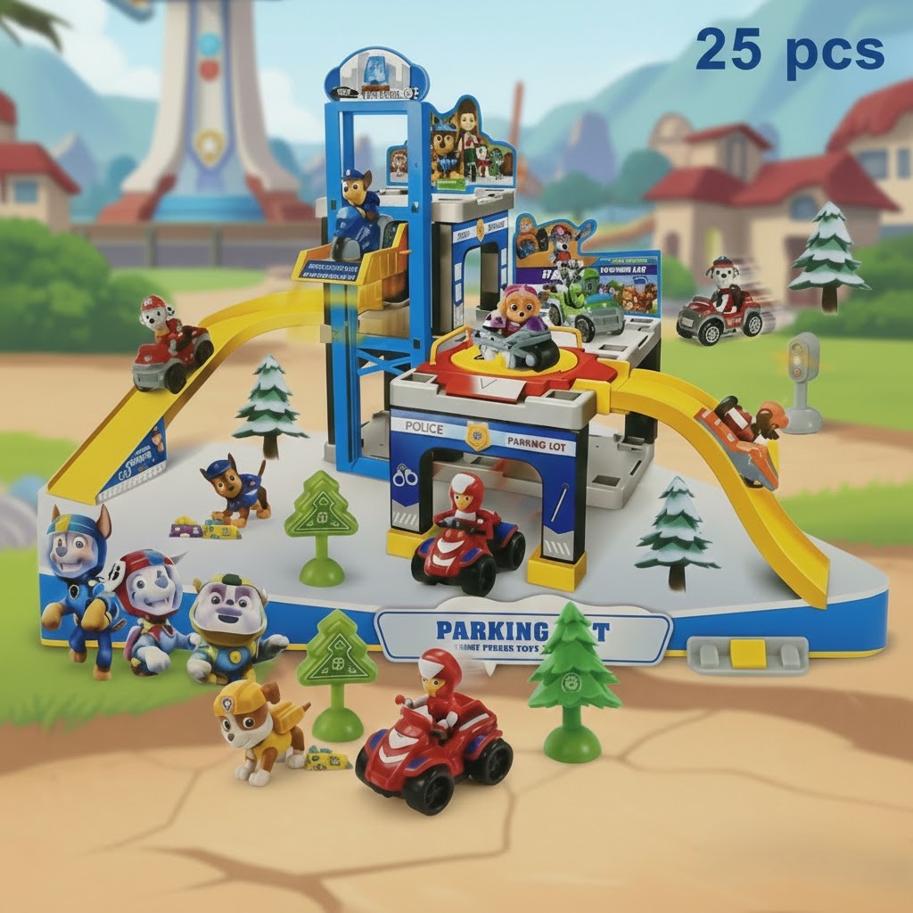 لعبة مرآب Paw Patrol (25 قطعة) | 25 Pcs Paw Patrol Parking Lot Toy